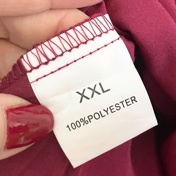 Stunning Maxi Skirt Burgundy Dark red Flowy Lightweight Pleated Belted Bow XXL - Picture 14 of 14